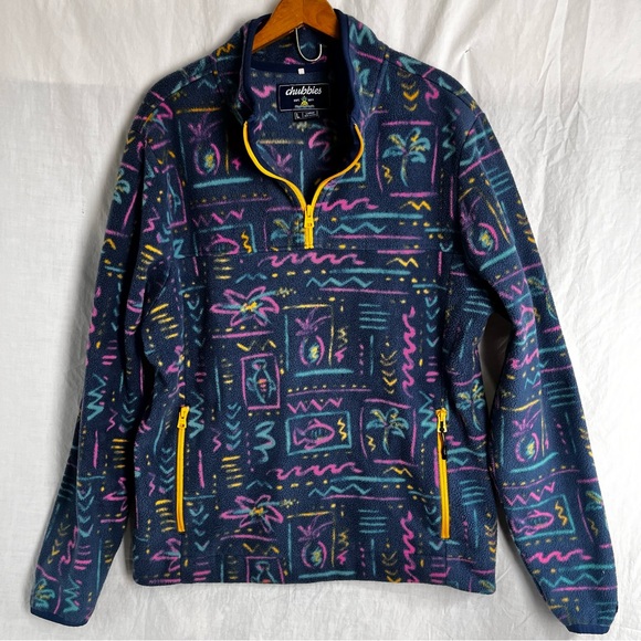 chubbies Other - Chubbies Men Large Sweater The Chilly Vibe Quarter Zip Fleece Pullover Jacket L